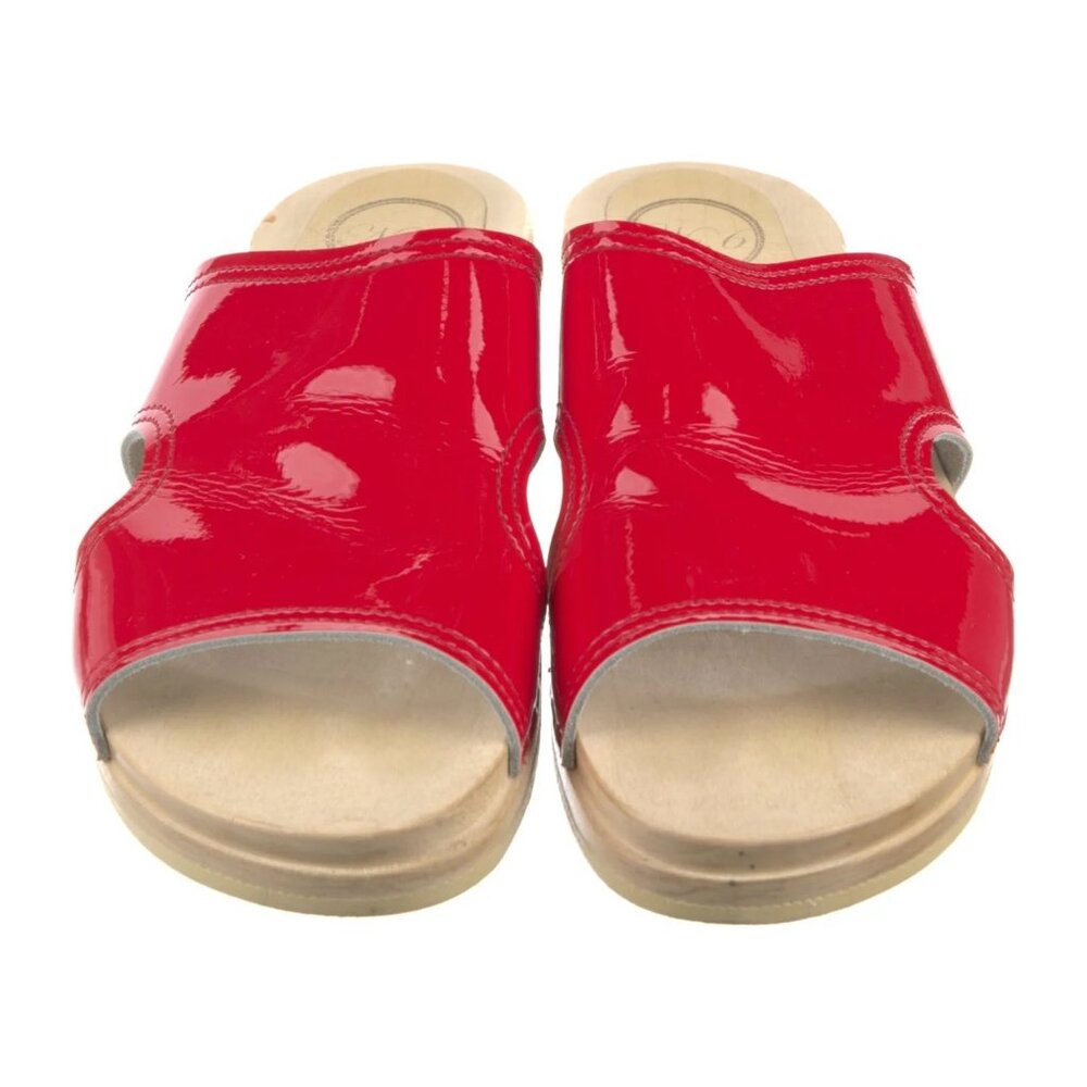 No. 6 Clogs • Alexis Cut Out Slides, Red Patent Leather, size EU 40 / US 9.5